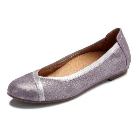 Vionic Caroll Ballet Flat Lavender Lilac Snakeskin Metallic Size 10 - Picture 2 of 9